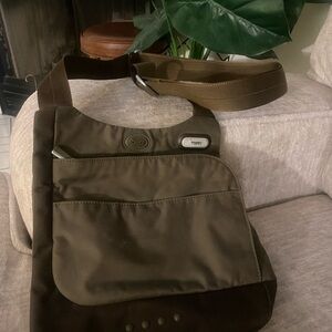 Tumi T-Tech messenger bag in olive green ballistic nylon